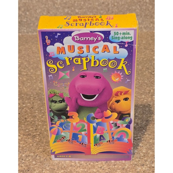 Barney Other - Barney's Musical Scrapbook VHS 1997 Sing-Along White Tape Lyrick Studios TESTED